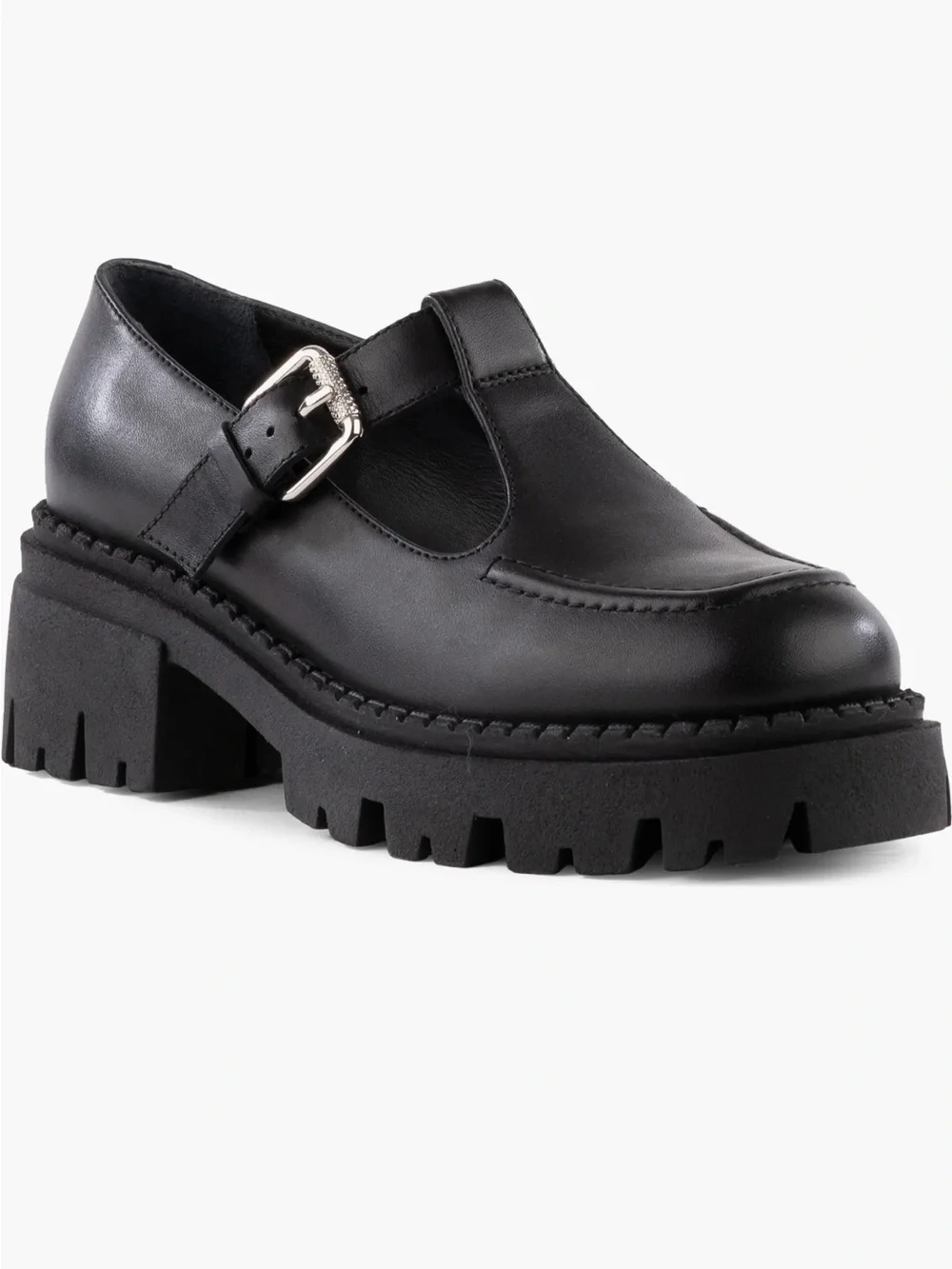 Seychelles Black Chunky Platform Mary Jane Loafers